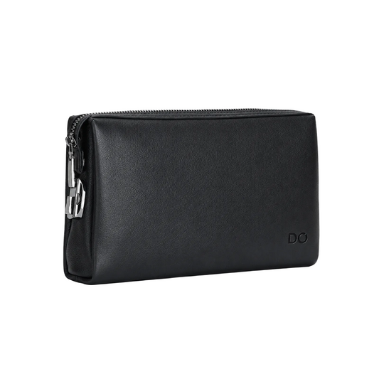 Bolso de mano DO Daily de piel negra, vista frontal en tres cuartos
